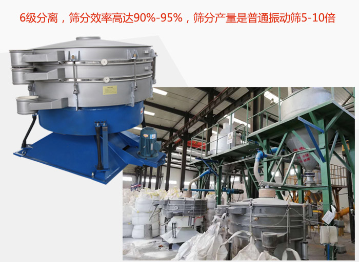 搖擺篩采用6級(jí)分離，篩分效率高達(dá)90%-95%，篩分產(chǎn)量是普通振動(dòng)篩5-10倍
