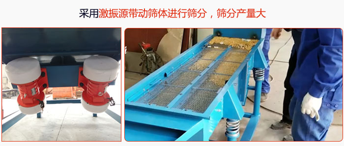 采用激振源帶動(dòng)篩體進(jìn)行篩分，篩分產(chǎn)量大。