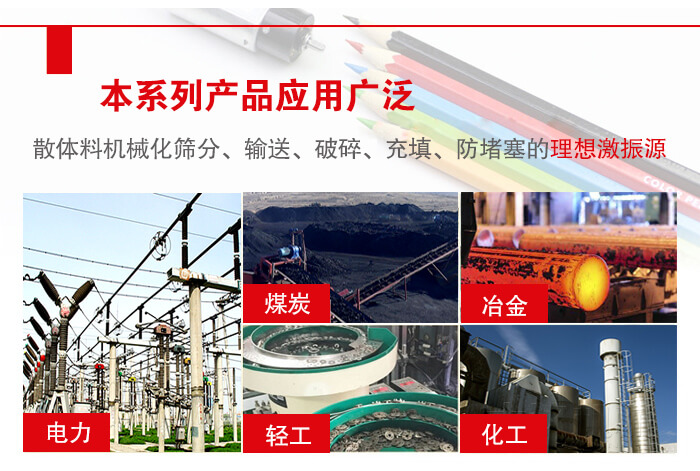 yzs振動(dòng)電機(jī)多用于物料的篩分，輸送（短距離），破碎，充填等作用。