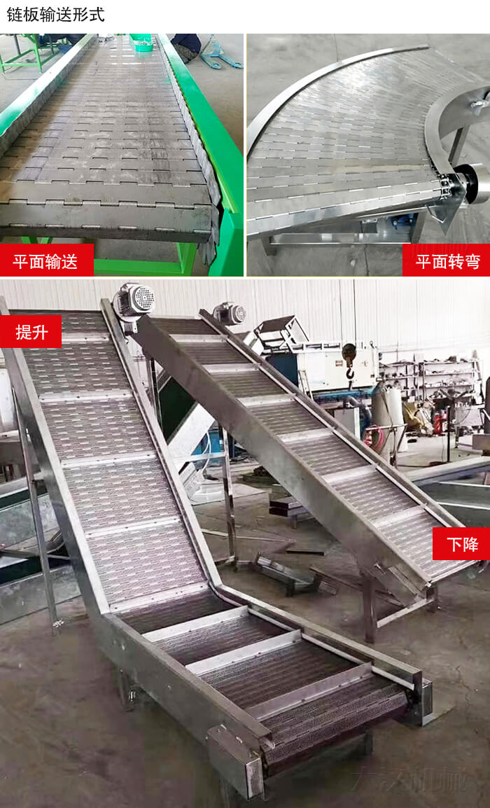 鏈板輸送機平面輸送，平面拐彎，提升等運行現(xiàn)場圖片
